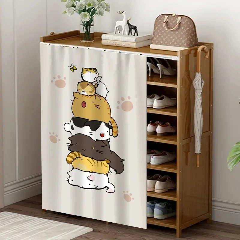 VIKAMA Potted Plants Fresh Air Linen Cabinet Curtain, 6 Assorted Designs, Dust-Proof Track-Free Door Cover