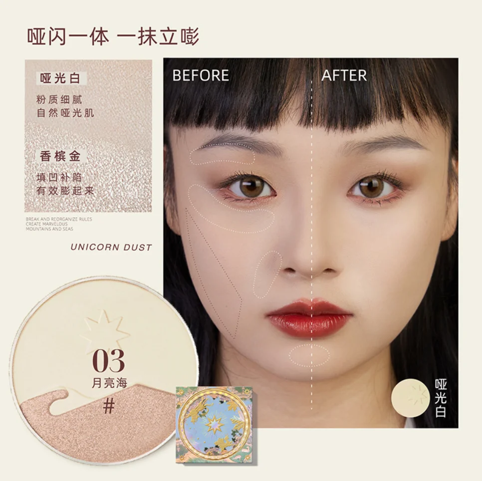 Girlcult Highlighter Palette Matte / Vlek / Shimmer Texture Highlighting Vul gezichtsrimpels in depressions Make-up Cosmetica