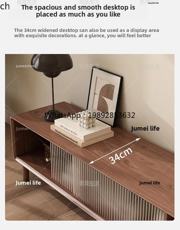 WW all solid wood medieval style living room home 2025 new TV cabinet storage and storage integrated