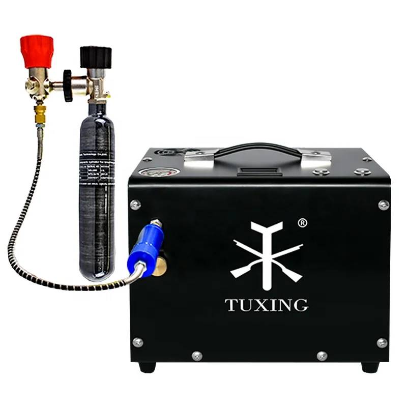 

Wholesale 12V Mini Auto Shut-off 4500psi 30mpa 300bar Fast Inflating Scuba Paintball Air Compressor With Tank Cylinder