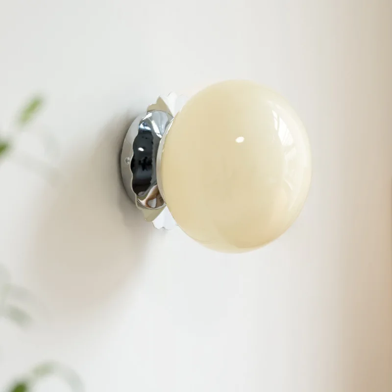 

Modern Glass Wall Lamp E27 LED Simple Decoration Pink White Beige Ball Bedroom Bedside Living Room Porch Lighting