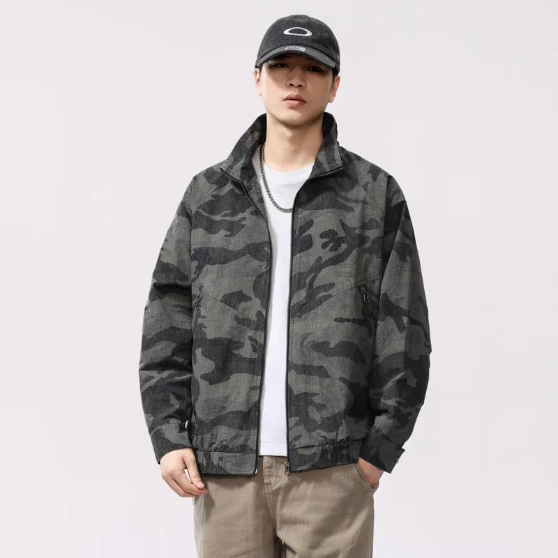 

Camouflage Tooling Jacket Men Streetwear Fashion Handsome Outdoor Loose Casual Cargo Coat Bomber Jacket Man Techwear Outerwear