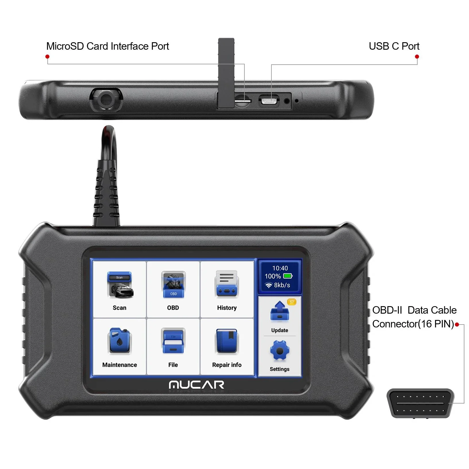 MUCAR CS90 OBD2 Scanner Car Engine Diagnostic Scan Tool Code Reader ABS SRS ECM Car Tools Systems Diagnostic Tools