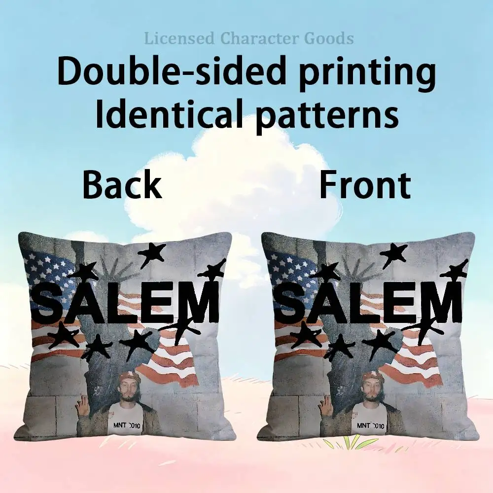 S-Salem Band Square Cushion Cover Weird Aesthetic Library Book Page Print Pillow Cover