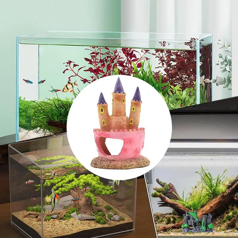 resin castle shelter Colorful Fish Tank Decorations House Plants Supplies Accessories reptile pet decor landscaping ornaments