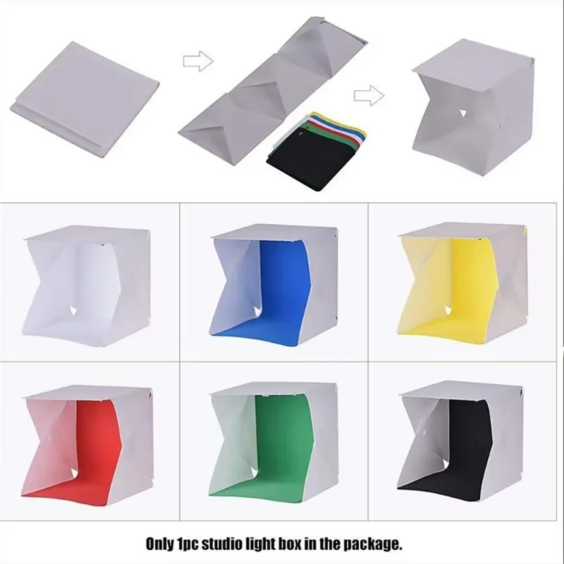 Leading-LED-Enhanced Mini Folding Photo Booth With Softbox, Portable Light Box Including 6 Vivid Backdrops