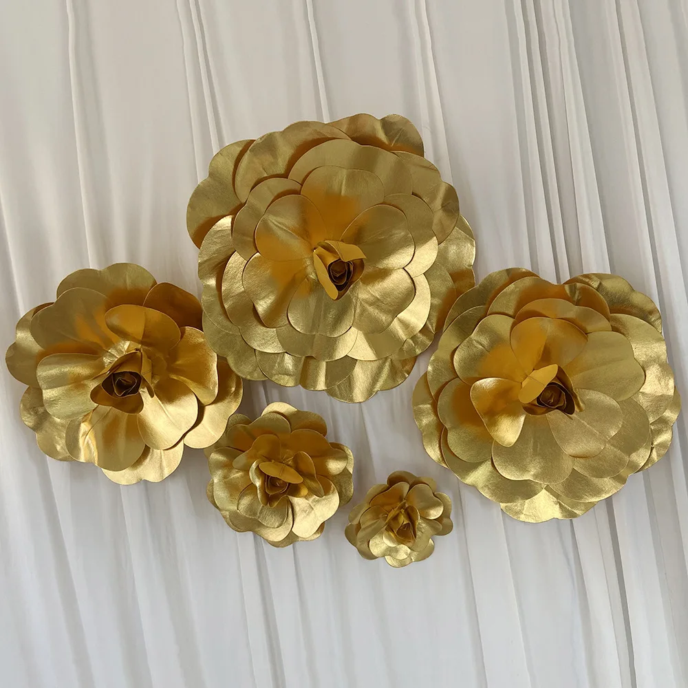 20CM Exaggeration Big Flowers Brooch Golden Cyberpunk Silvery for Women HUANZHI 2024 NEW Wedding Badge Charm Pin