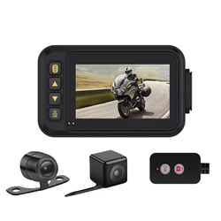Motorcycle DVR Driving Recorder 3 Inch Screen Waterproof 720P+480P 120 Wide Angle Fisheye Lens Front Rear Camera Loop Recording