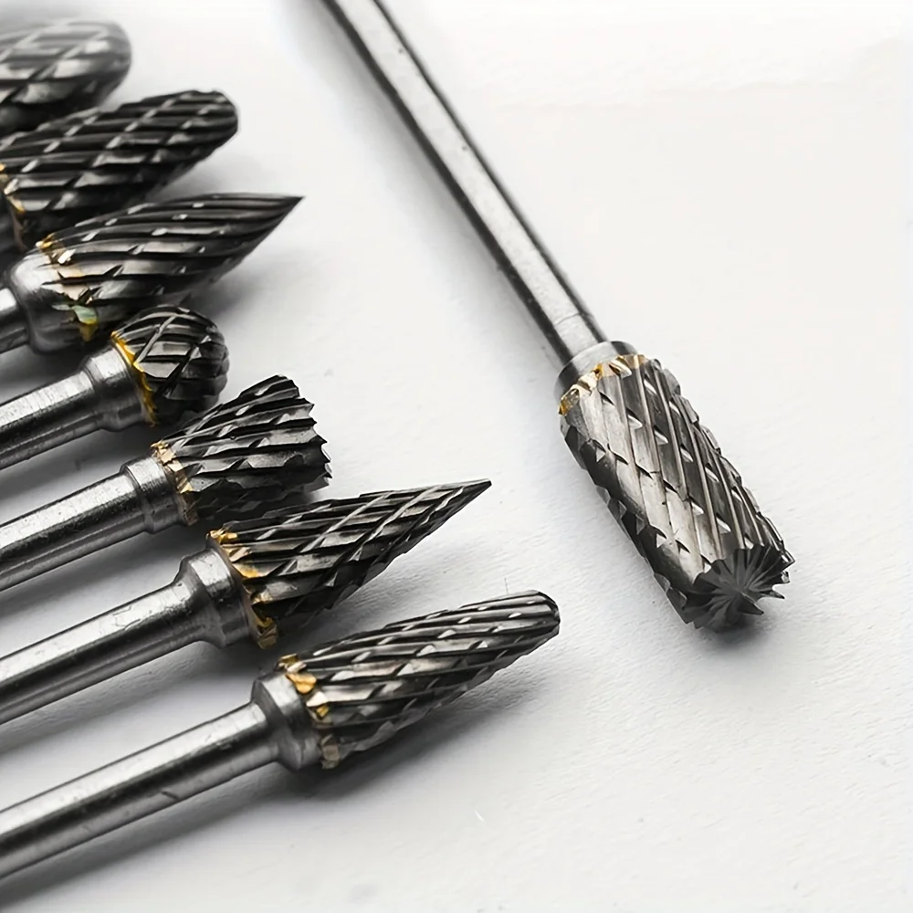 10Piece Carbide Burr Set 3/2.35mm Shank Ideal for Efficient Crafting Engraving Polishing for Professional Woodwork and Metalwork