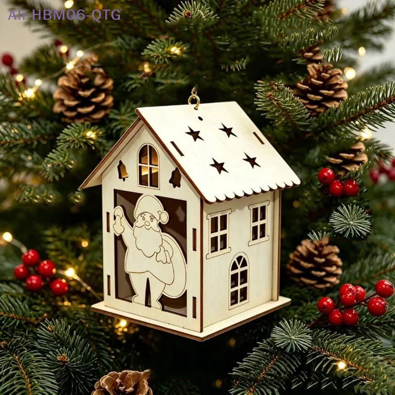 *Unfinished Wooden Christmas House Craft Kit With Painting Tools Perfect For Kids DIY Art Projects Holiday Party Home Decoration