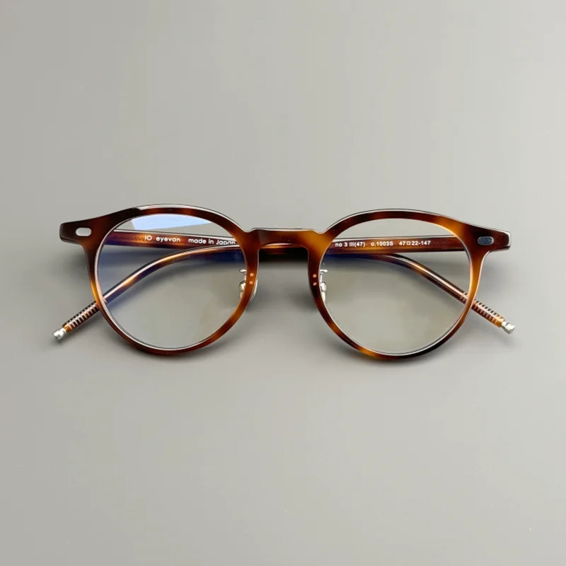 

Vintage round frame Men's and women's ultra-light tortoiseshell acetate optical frames Luxury prescription glasses with nose bra