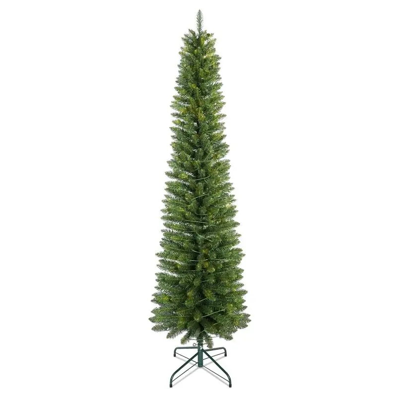 

6FT Green Slim PVC Christmas Tree with 358 Tips, Space-Saving Design, Stable Metal Stand, Ideal for Small Spaces & Corners
