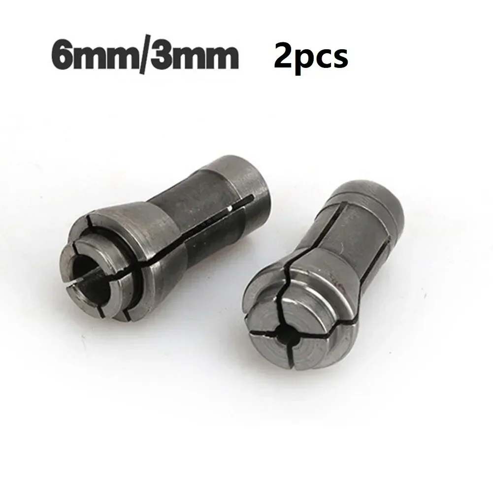 2pcs 3/6mm Bit Shank Adapter Holds Arbors Shanks Tools Woodworking Trimming Engraving Machine Collet Chucks Die Grinder Router