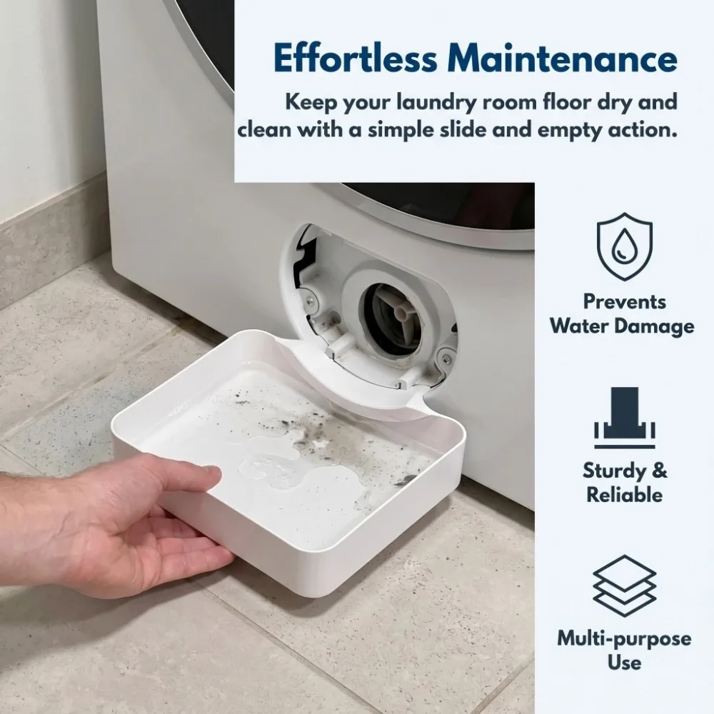 3D Printed Washing Machine Drainage Tray Clean Washer Filter Water Leakage Prevention Drip Tray for Fluff Filter Cleaning