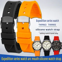 20mm 22mm Arc Mouth silicone watch strap For TIMEX Expedition series watch Series T49963 T49905 Rubber Watch Accessories