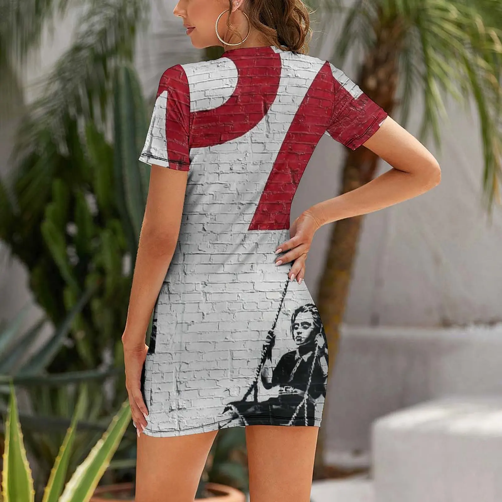 Banksy Swinging Girl Short-Sleeved Dress woman dress Women dresses summer luxury woman party dress Aesthetic clothing