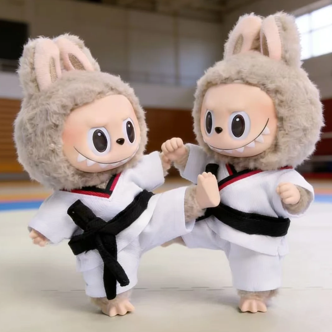 Nieuwe Labubu 3.0 Kleding Riem Taekwondo Pop Kleden voor Labubu Sport Leisure Pak Karate Kleding Mini Pluche Pop Accessoires Gift
