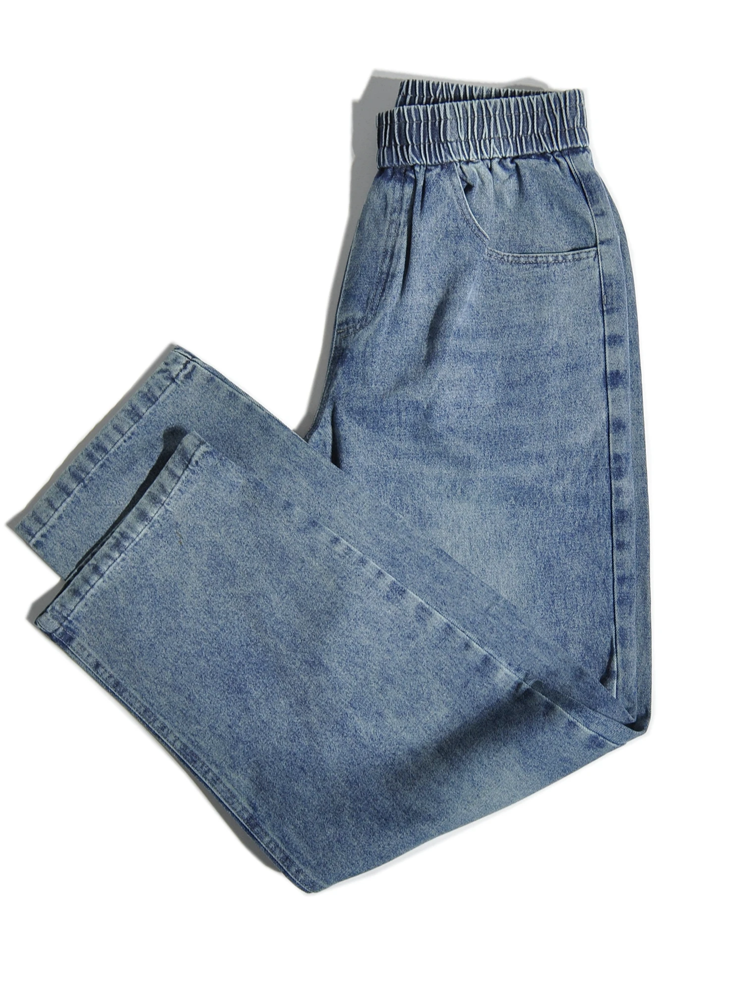 

Retro Japanese Sle Dad Jeans Waed out Faded Elastic Waist Dstring Straight Leg Loose Fit Casual Long Pants