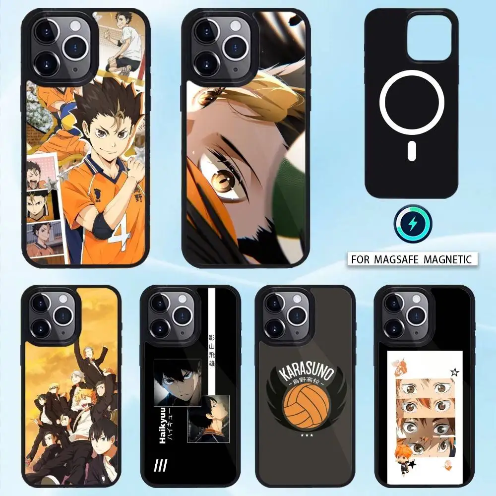 

Anime Haikyuu Team Karasuno Phone Case Magnetic For iPhone16 15 14 13 12 Pro Max For Magsafe Wireless Charging Cover
