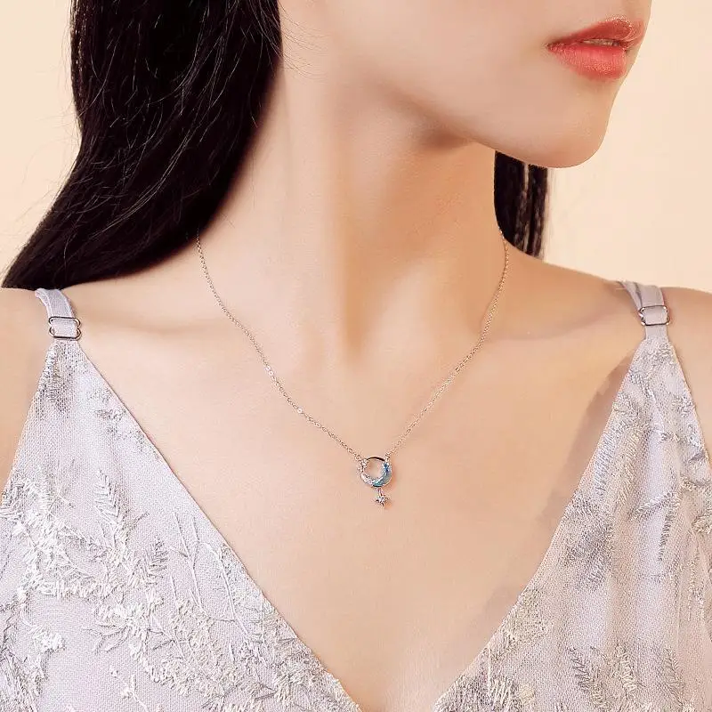 Original 925 Sterling Silver Dream Chasing Moon Necklace Women Luxury High Quality Silver Necklace New Fashion