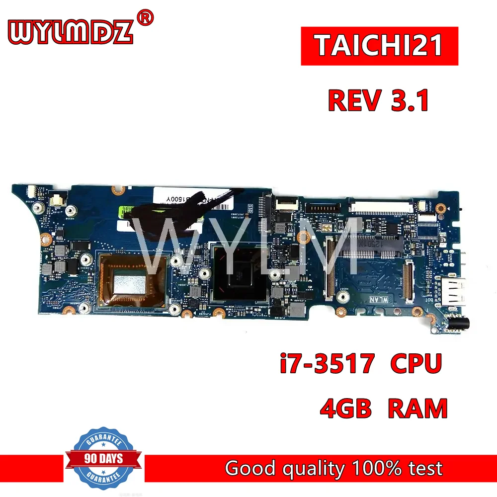 TAICHI21 With I5/I7CPU 4GB RAM Mainboard REV3.1 For Asus TAICHI 21 Laptop Motherboard  100% Tested Working