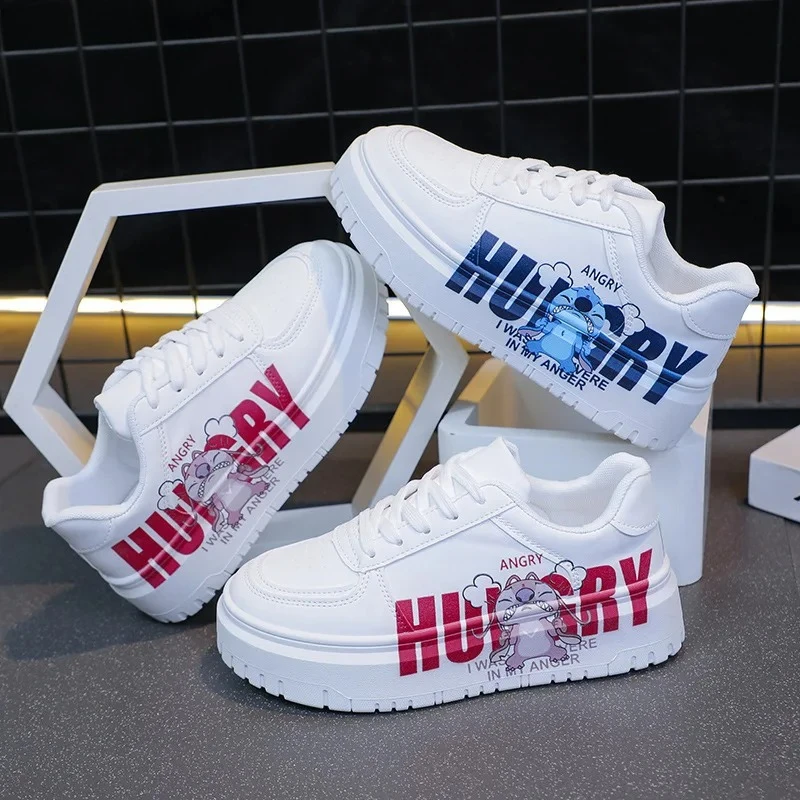 

Disney 2025 Women's Leather Sneakers - Waterproof Low-Top Platform Shoes, Student Casual Wear