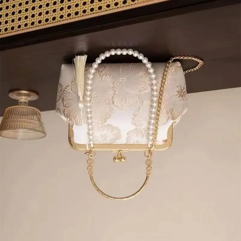 

Новая сумка в китайском национальном стиле с богатым цветочным узором, элегантная, в стиле ханьфу, портативная золотая сумка-кошелек