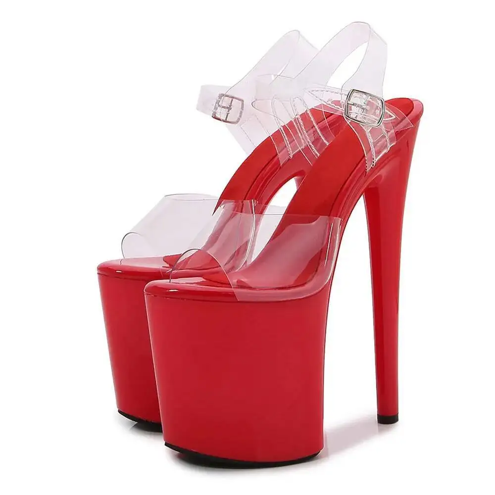 20cm Fashionable new high pole dance shoes sexy walk show high-heeled sandals women's shoes Transparent high heeled sandals