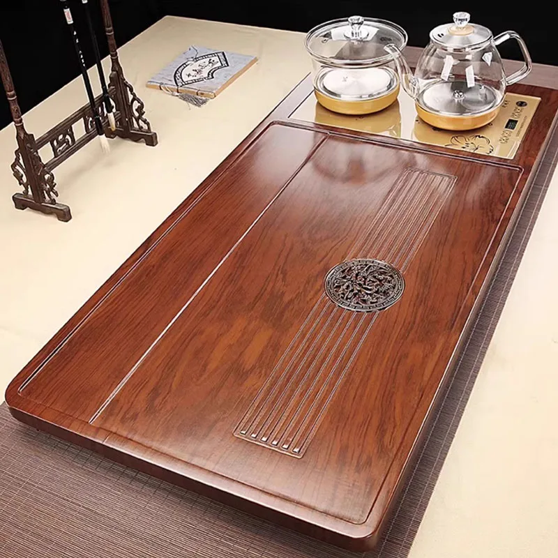 Wood Plates For Food Desk Tea Tray Valet Drip Accessories Long Rectangle Tea Tray Hospitality Dining Bandeja Madera Teaware