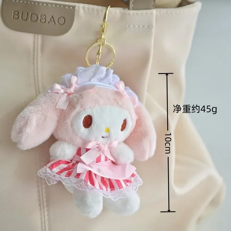 Sanrio llavero de felpa Cinnamoroll Kuromi Melody dibujos animados lindo muñeca mochila ornamento Kawaii juguete Anime accesorios regalo de Navidad