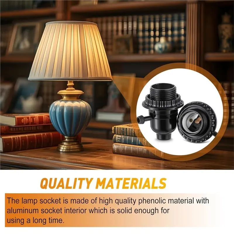 2025 Hot Style Replacement E26 Light Socket With On Off Switch Lamp Parts Shade Ring For Table Floor Light Repair Kit