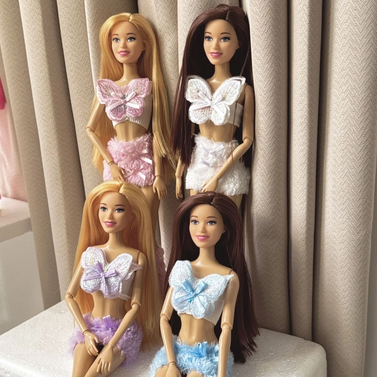 30 cm Süßes Mädchen BABI Prinzessin Puppe Mode Schmetterling + Plüsch Schleife Rock Set 1/6 BJD Weizenhaut Langes Haar Kinder Spielhaus Spielzeug Geschenk