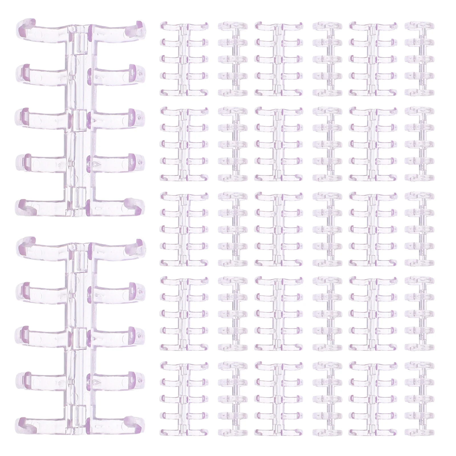 100Pcs Loose-Leaf Binder Rings Transparent Plastic 5-Hole Openable Clips for Office School Index Cards Notebook Binding
