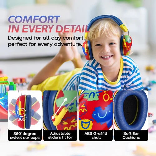 Imagen 2 del producto Orejeras de protección auditiva para niños mejoradas NRR 25dB auriculares con cancelación de ruido para niños pequeños y autismo