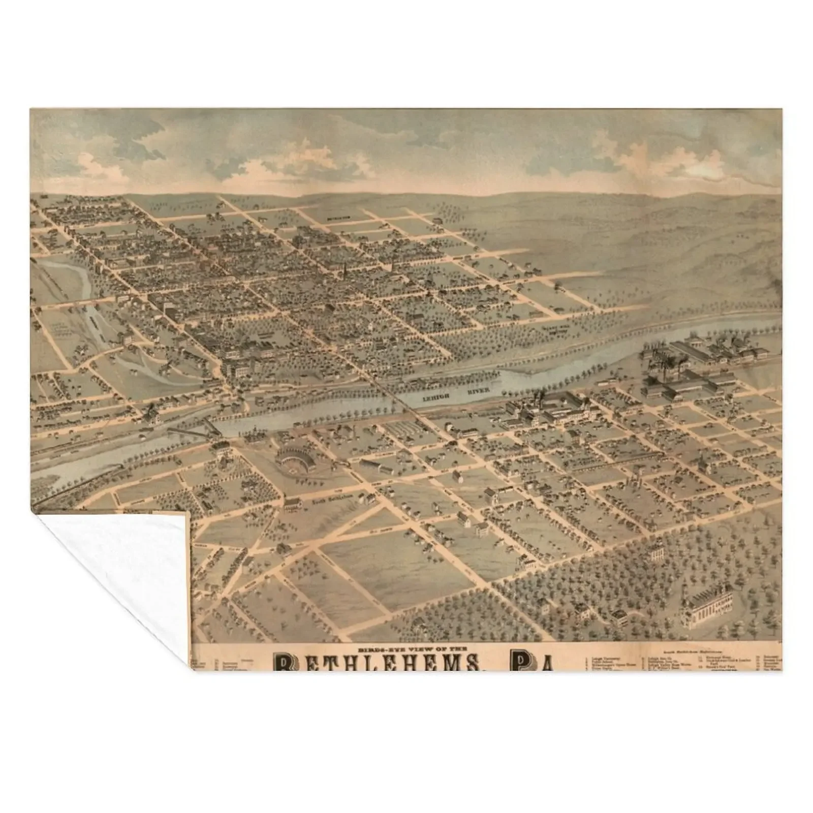 

Vintage Pictorial Map of Bethlehem PA (1878) Throw Blanket Soft Beds funny gift Stuffeds manga Blankets