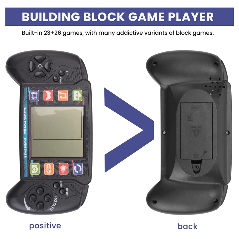 Pocket Handheld Video Game Console 3.5In LCD Mini Portable Brick Game Player With Built-In 23+26 Games (Black)