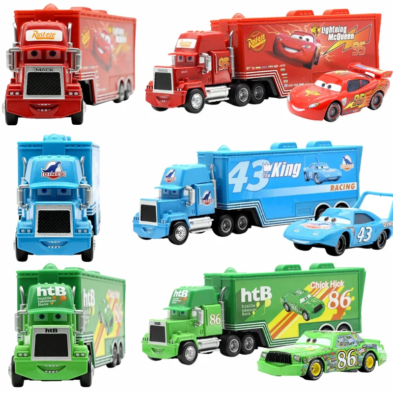 

In Stock Disney Pixar Cars Toys Lightning McQueen Mack Uncle Diecast Vehicle The King 1:43 Truck Set Model Toy Children's Gifts