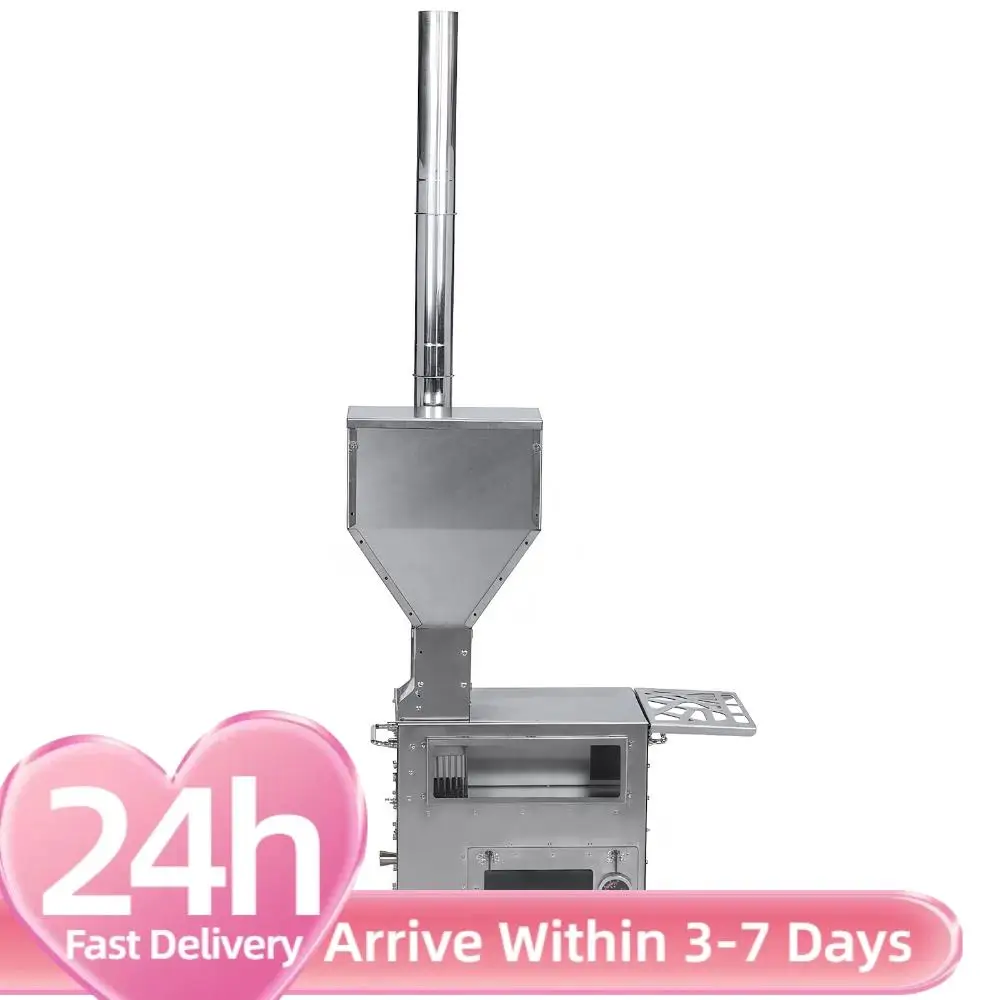 

Портативная дровяная печь для палатки с дымоходом и духовкой для обогрева и приготовления пищи на открытом воздухе, для зимней рыбалки и охоты