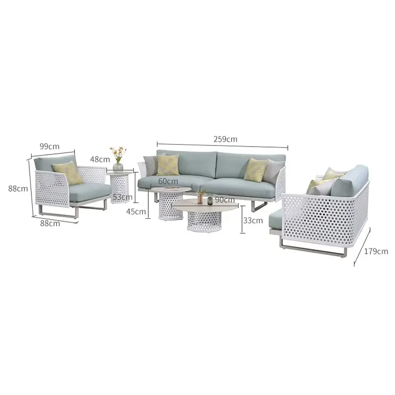 Series Leisure Patio Bistro Garden Outdoor Furniture Aluminum Sofa Set