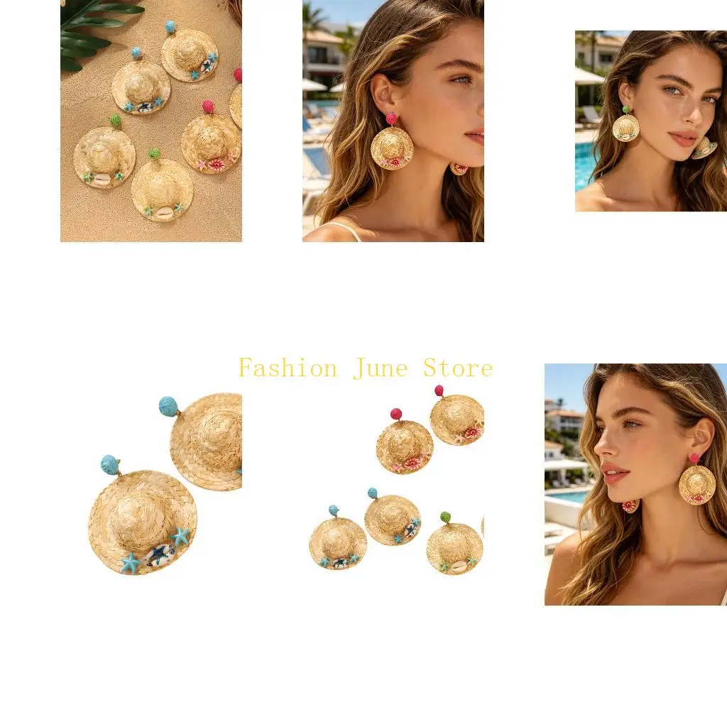 N5KA Bold Bohemian Statement Earrings Alloy Construction Vibrant Colors Unique Dangle Ear Studs For Party Or Travel