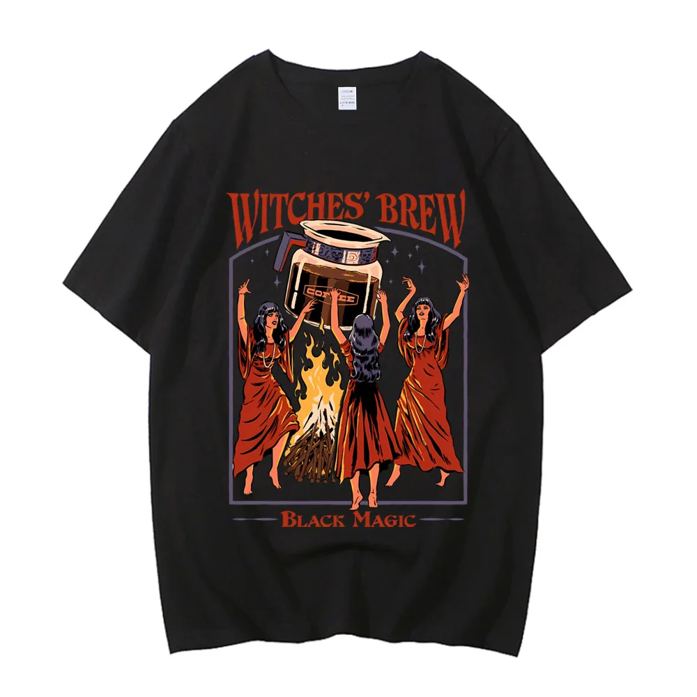 Halloween Witches Brew Coffee Black Magic Mens T Shirt Summer Clothes Casual Clothes T-Shirt High Quality Cotton Breathable Tops