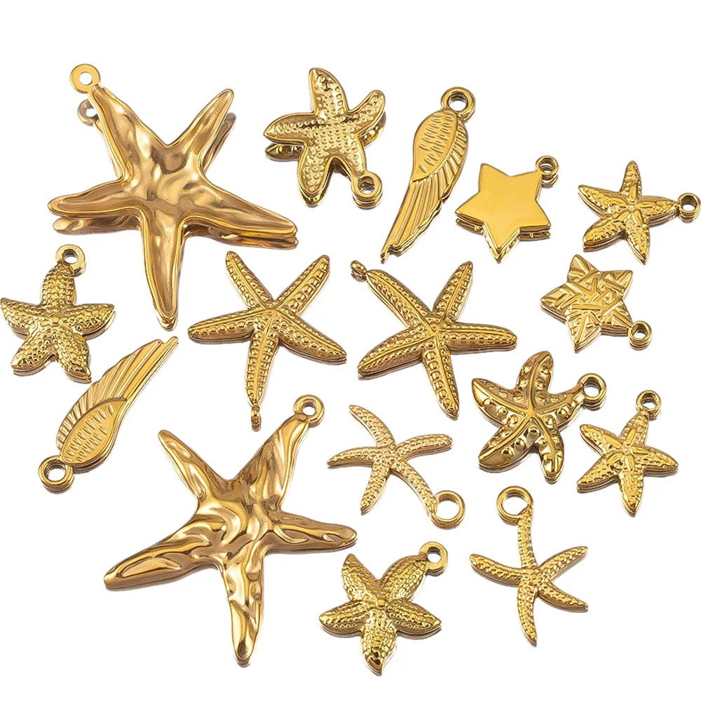 5 Pieces Stainless Steel Summer Multi Style Starfish Pendant for DIY Earrings Necklace Pendant Jewelry Making Materials