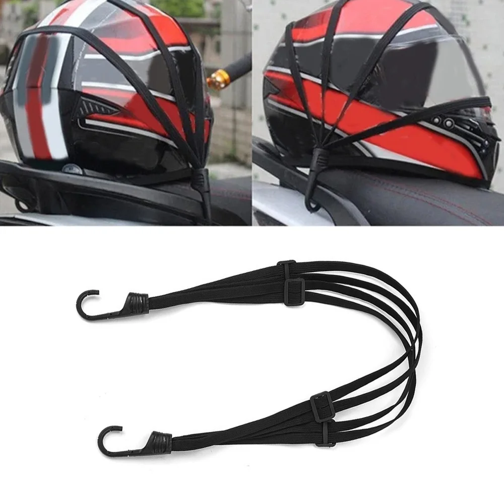 

1pc Motorcycle Adjustment Cargo Net with Hook Back Seat Stretchable Helmet Rope Luggage 60cm/90cm Elastic Fixed Protection Strap