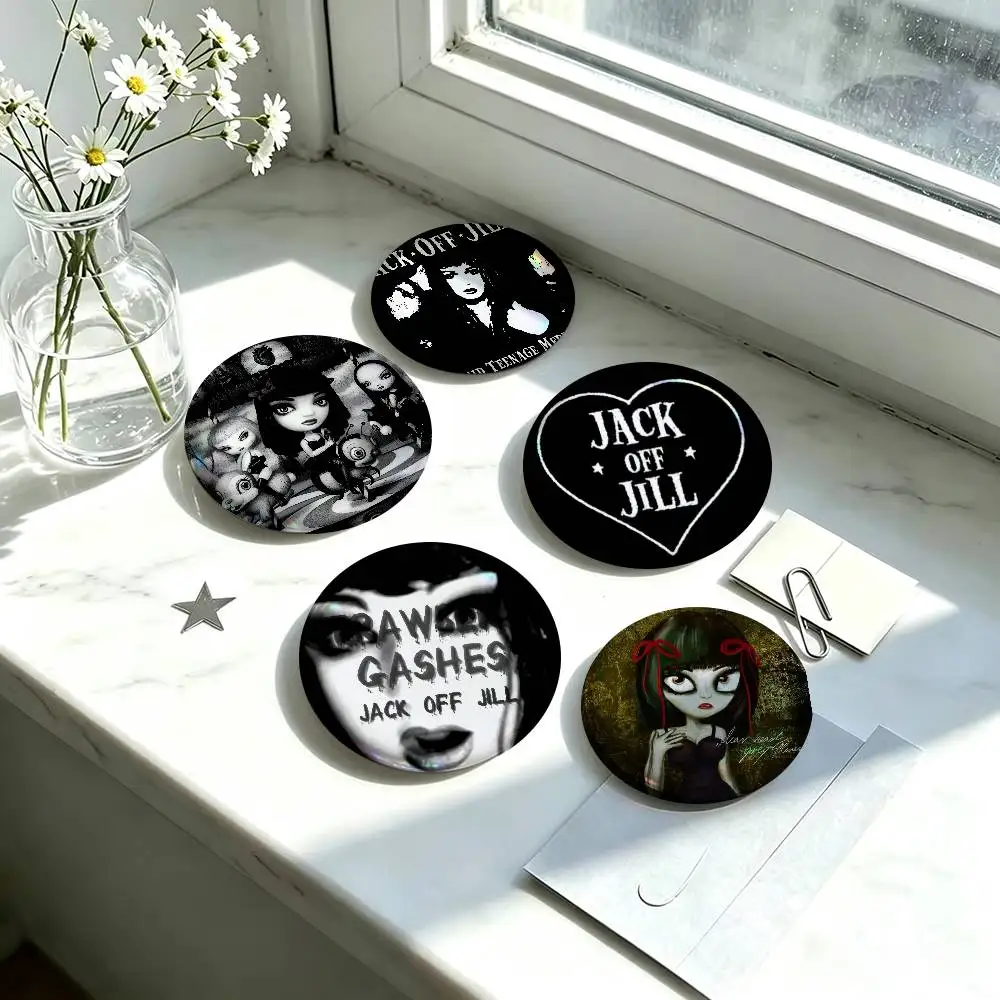 Vintage Rock Band Jack Off Jill Lapel   Badge Creative Round Plastic Brooch Clothes Decorative Pins Jewelry Gifts for Friends