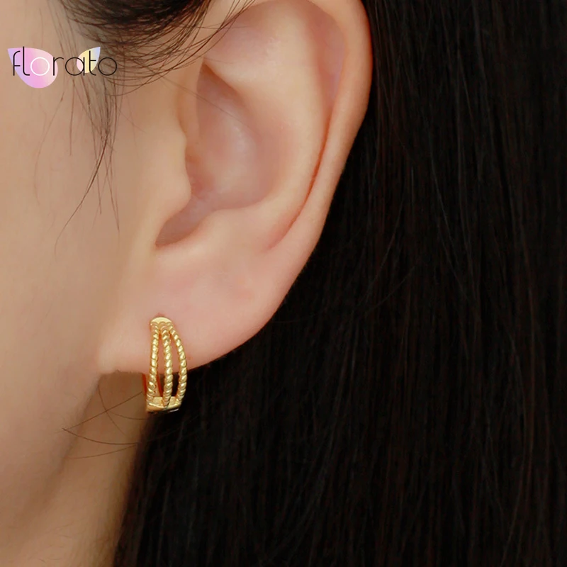 925 Sterling Silver Needle Exquisite Double-Layer Zircon Hoop Earrings for Women Vintage Twist Metal Circle Earrings INS Jewelry