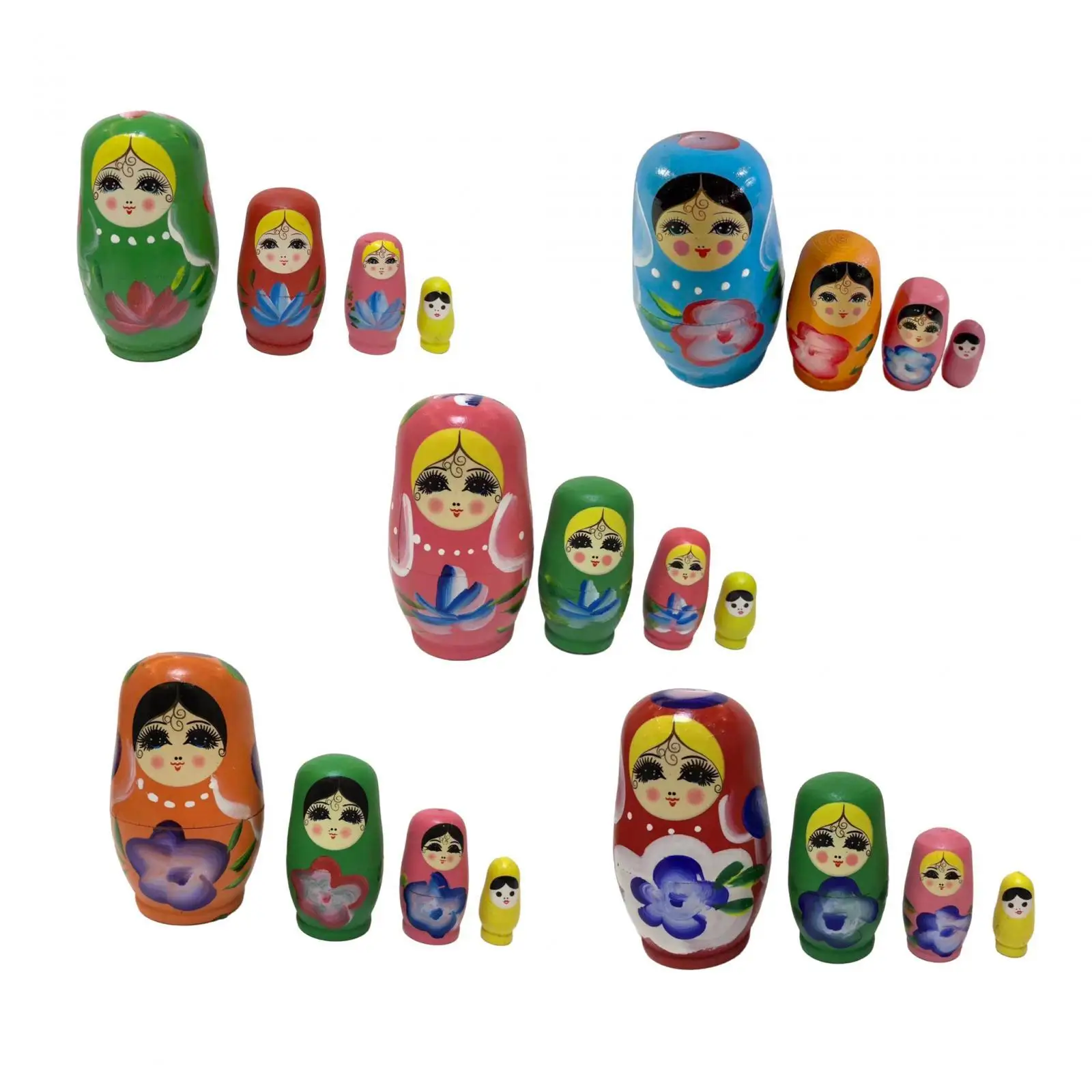 4 Pieces Russian Nesting Dolls Matryoshka Dolls Table Decor Handmade Toys Wood Stacking Nested Set for Baby Toddlers Present