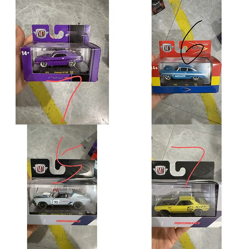 

M2 1:64 Challenger R/T 383 Fury Mustang 440, 6 упаковок Cuda 440, 6 упаковок, новые товары, коллекция моделей автомобилей из сплава, украшения