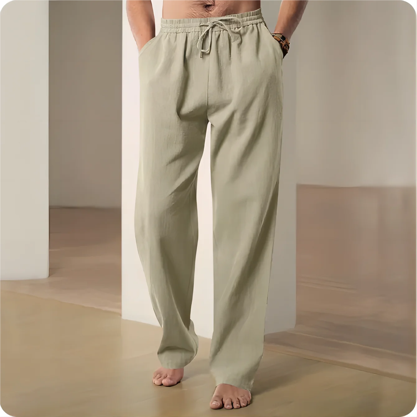 

2026 Men's Trousers Cotton Linen Fashion Casual Pants Solid Color Breathable Loose Shorts Straight Drawstring Pants Streetwear