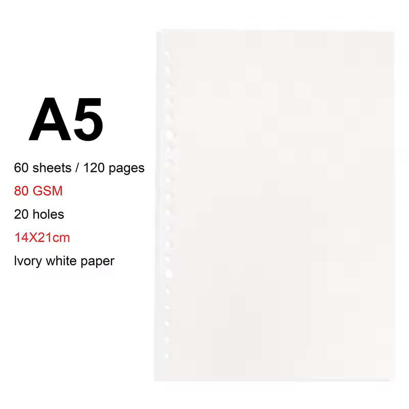 A4/B5/A5 Loose Leaf Refill Binder Notebook Blank/Line/Grid/Cornell Replacable Metal Ring Office&School Supplies Stationery - Image 10