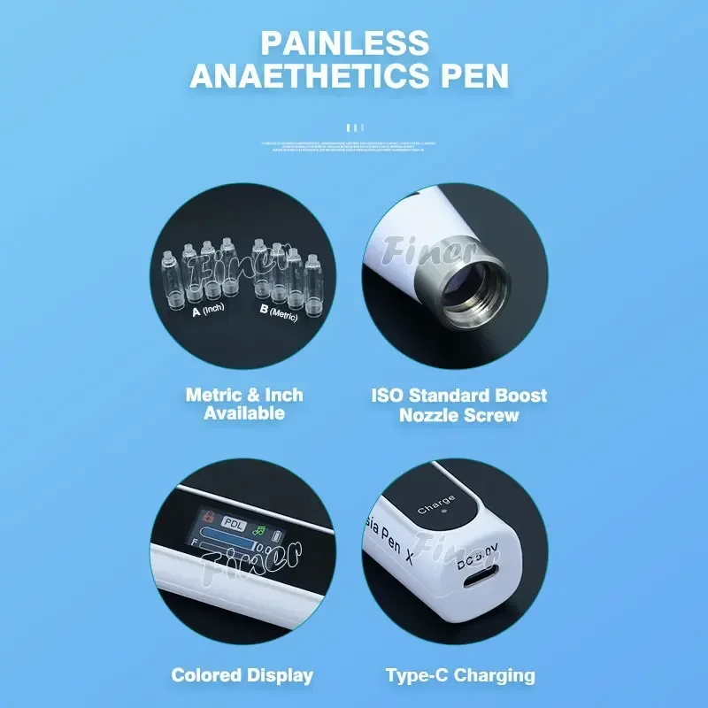 Finer Dental Anesthesia Injector Painless Local Dental Anesthetic Pen Capsule Syringe with Operatable LCD Display Suction Back